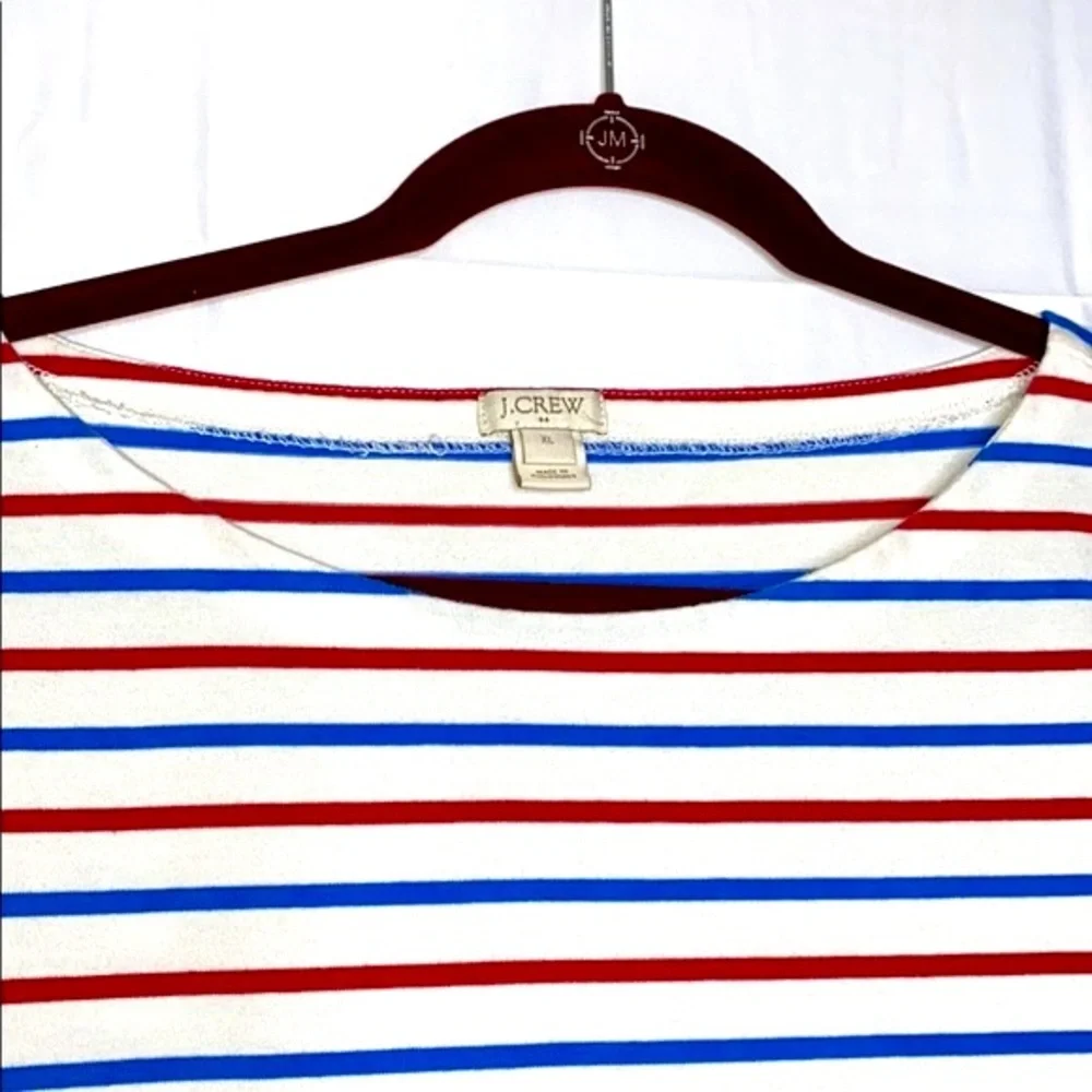 J.Crew Factory Red, White & Blue Striped Short Sleeve Tee – Women’s XL